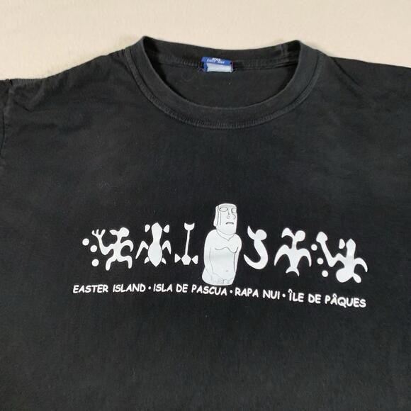 Vintage Rapa Nui Easter Island Souvenir T-Shirt XXL Moai Glyphs‎ Aito United - Picture 2 of 10